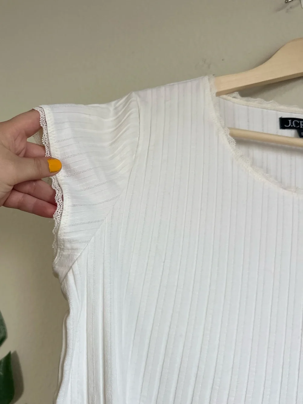 NWOT J.Crew Pointelle Short Sleeve Rib T Shirt